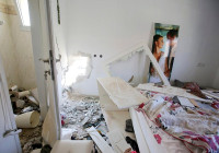 Damaged bedroom in Sderot from rocket fire overnight. (Photo: Edi Israel/Flash90)