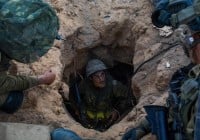 Israeli soldiers from the Givati brigade seen at the entrance to a terror tunnel. (Photo: IDF Spokesperson/FLASH90