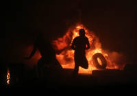 tires burned by Arabs during riots