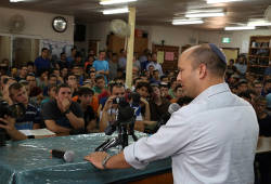 Naftali Bennett at Or Haim Yeshiva in Gush Etzion on Sept. 1, 2014.