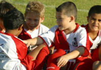 Israeli and Paletinian children meet for a soccer match sponsored by the Peres Center for Peace