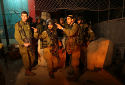 IDF soldiers during the manhunt for the terrorist on Wednesday night. (Photo: Nati Shohat/Flash90)