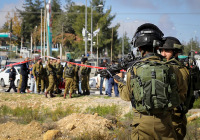 Israeli security forces at the scene of the attack. (Photo by Gershon Elinson/Flash90)