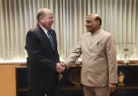 Israeli Defense Minister Moshe Ya'alon meets with Indian Minister of Home Affairs Shri Rajnath Singh, in Tel Aviv on November 07, 2014. (Photo: Alon Basson / Ministry of Defense/ FLASH90)