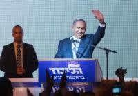 A victorious Netanyahu. (Miriam Alster/Flash90)