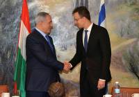 Hungarian Foreign Minister Peter Szijjarto and Netanyahu