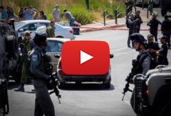 Israeli security forces gather at the scene of a car-ramming attack near Hebron. Hashlamoun/FLASH90