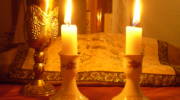 Shabbat candles and Kiddush cup