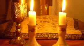 Shabbat candles and Kiddush cup