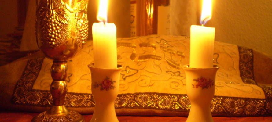 Shabbat candles and Kiddush cup