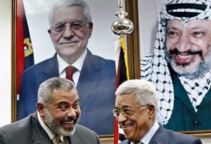 PA head Abbas and Hamas leader Haniyeh together.