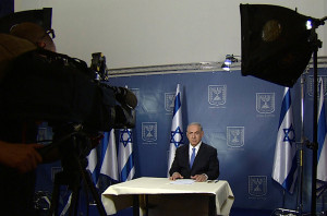 Prime Minister Netanyahu addresses international media on Sunday, the 6th day of Operation Protective Edge. (Photo: Flash90)