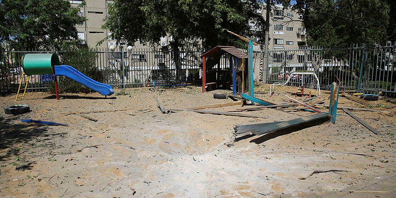 Playground hit by Hamas rockets