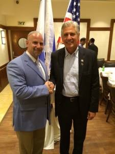 US Congressional candidate Bruce Blakeman chats with United with Israel Executive Director David Zeit in Jerusalem. (Photo: UWI)