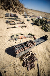 Weapons discovered in Hamas terror tunnel in August. (Photo: IDF Spokesperson/Flash90)