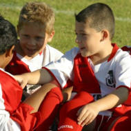 Israeli and Paletinian children meet for a soccer match sponsored by the Peres Center for Peace