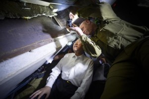 UN SG Ban during his tour of a Hamas terror tunnel. (Photo: IDF)