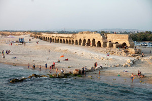 The ruins of the ancient port city of Caesarea. (Photo: Moshe Shai/Flash90). 