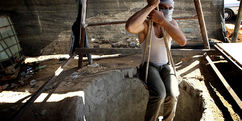 Palestinian worker in Hamas terror tunnel.