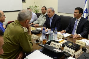 Prime Minister Benjamin Netanyahu at security meeting  in Tel Aviv Wednesday evening. (Photo: Kobi Gideon/GPO)