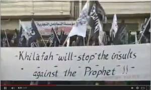 Thousands of supporters of Islamic party protested in Ramallah on Saturday against sale of Charlie Hebdo magazine. (Photo: Youtube screenshot)