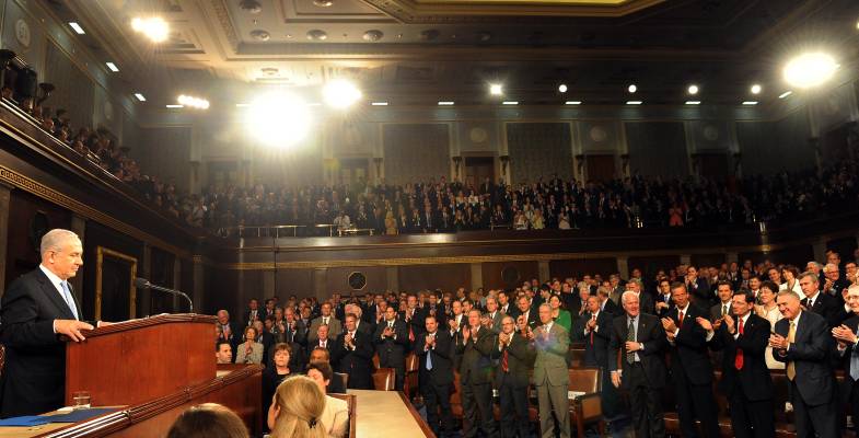 Israel Prime Minister Benjamin Netanyahu addresses the US Congress in Washington, May 24 2011. (Avi Ohayon/GPO/Flash90)
