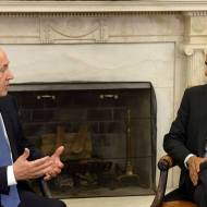 President Obama during an unhappy meeting with PM Netanyahu, (Photo: Avi Ohayon/GPO)