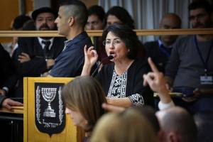 MK Zoabi during the discussion over her disqualification. (Photo: Hadas Parush/Flash90)