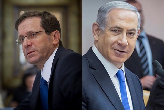 Opposition leader Herzog and PM Netanyahu. (Flash90)