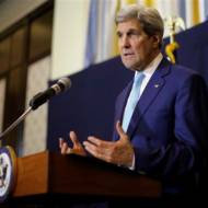 US Secretary of State John Kerry speaks at a news conference. (AP/Brian Snyder, Pool)