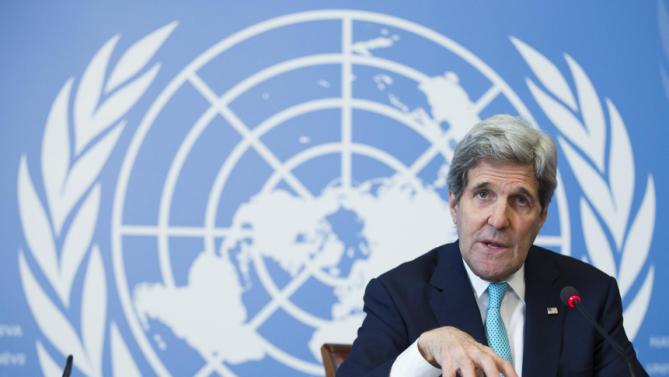 US Secretary of State John Kerry speaks at the UN.