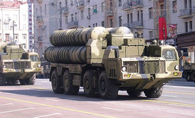 An S-300 battery on parade in Moscow. (Vovan/wikicommons)
