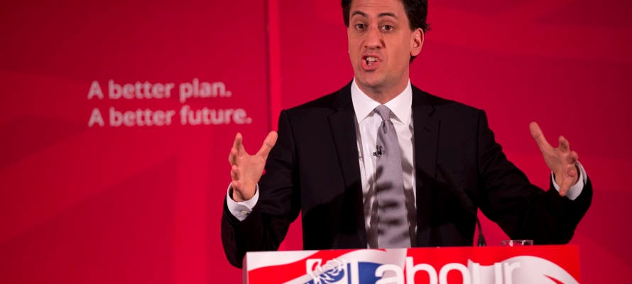 The leader of the Labour Party Ed Miliband speaks during a press conference