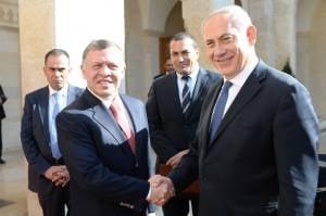 Israeli Prime Minister Benjamin Netanyahu meets with Jordan's King Abdullah II