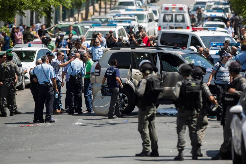 .Jerusalem Car Terror Attack Crime Scene