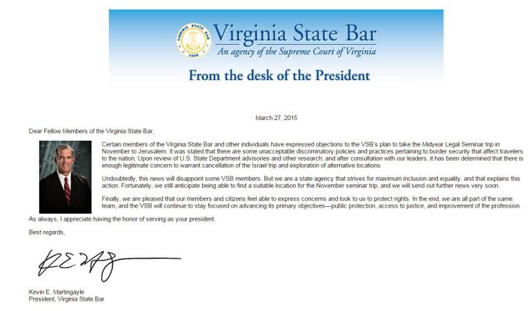 Virginia State Bar letter