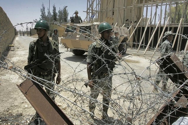 Egyptian soldiers on the border with Gaza