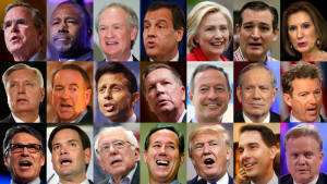 The field of 2016 presidential candidates includes 16 Republicans and five Democrats. (AP)