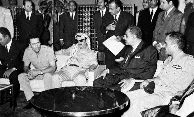 Muammar Gaddafi, Yasser Arafat, Gamal Abdel Nasser and King Hussein I in 1970. Photo: imgur.com (labeled for reuse)