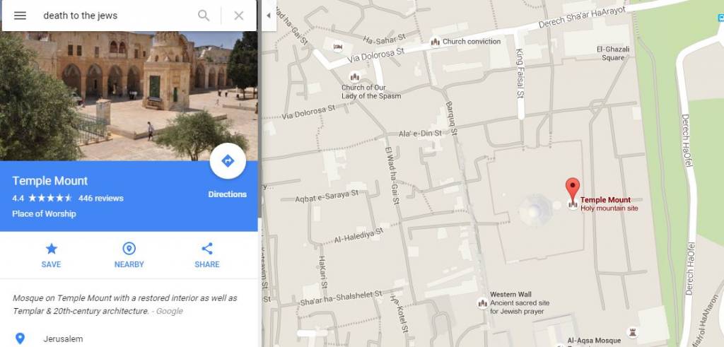 google map search Temple Mount