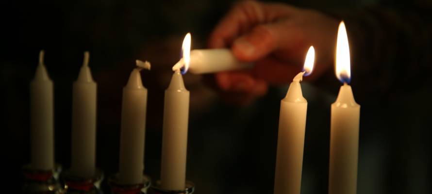 US Marines light Chanukah candles