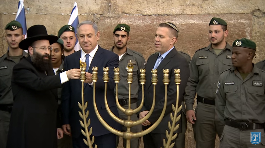 Prime Minister Netanyahu Lights First Candle of Chanukah 5776