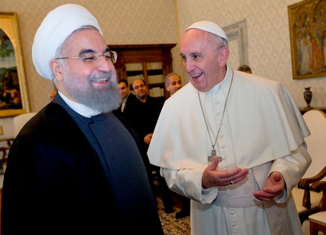 Pope Francis and Iranian President Hassan Rouhani