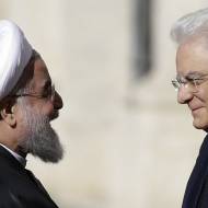 Iranian President Hassan Rouhani (L) meets Italian President Sergio Mattarella