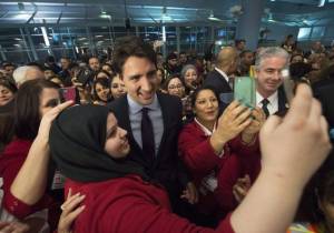 trudeau greets syrian refugees