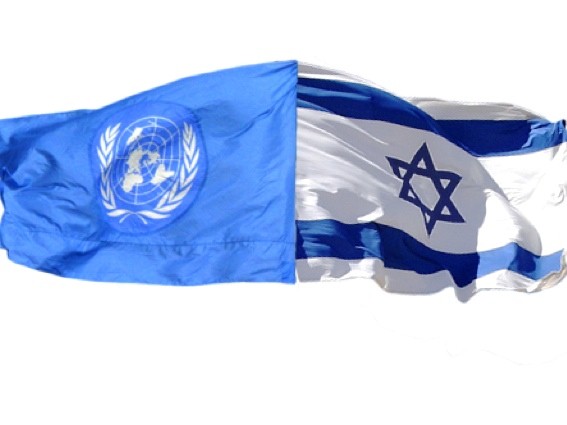 UN and Israel flags