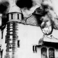 Synagoge of Siegen, Germany, burning during Kristallnacht