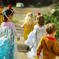 Children in Purim costumes