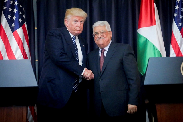 Palestinian leader Mahmoud Abbas and US president Donald Trump