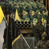 Hezbollah fighters at rally